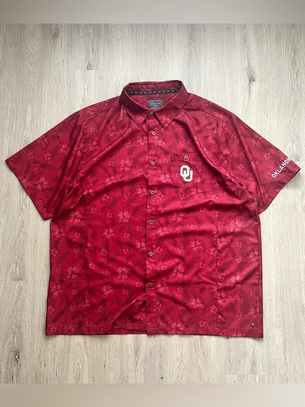 OU Oklahoma Sooners Hawaiian Performance Shirt Mens 3XL Red Floral Football Polo